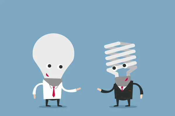 Business people with lightbulb heads — Stock Vector