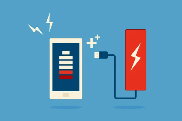 Mobiele telefoon en batterij pictogram ontwerp. — Stockvector