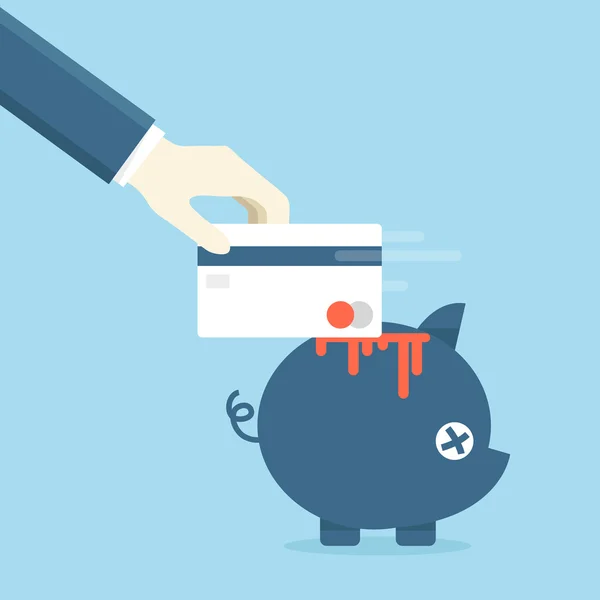 Carte de crédit et cochon — Image vectorielle
