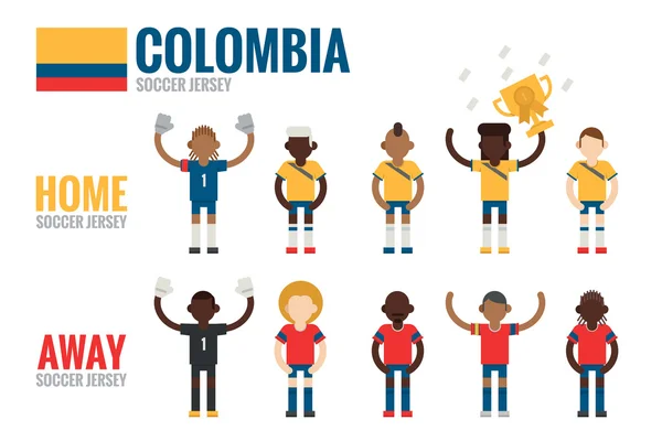 Colombia fútbol iconos plano diseño — Archivo Imágenes Vectoriales