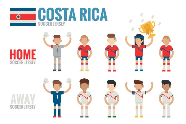 Iconos del equipo de fútbol de Costa Rica — Archivo Imágenes Vectoriales