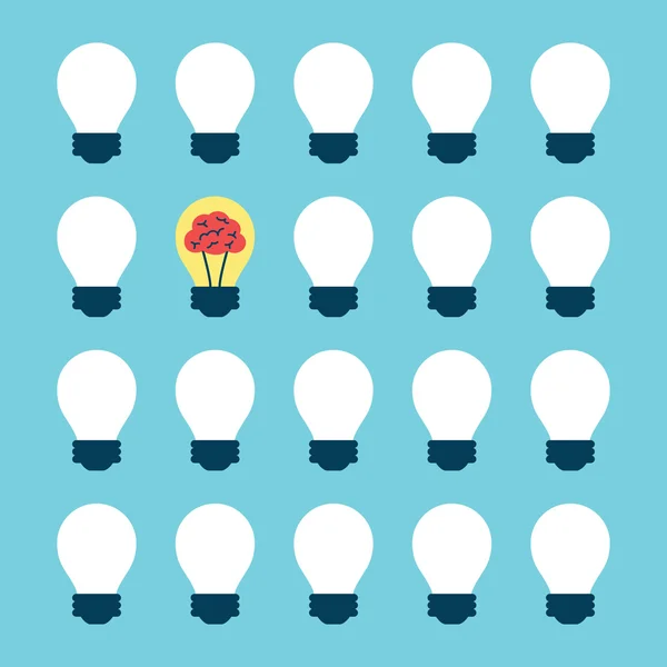 Light bulb with brain — Stock Vector