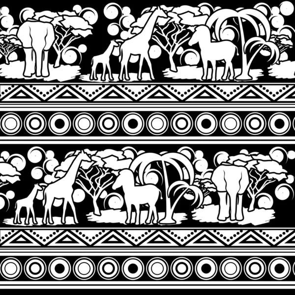 Pattern in the African style in black and white — Stock Vector