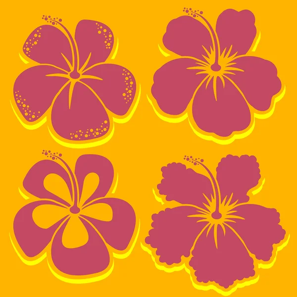 Flor Vectorial. Colección Hibiscus en rojo . — Vector de stock