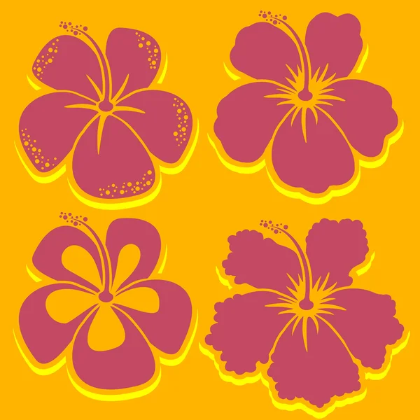 Vektor blomma. Hibiscus samling i rött. Royaltyfria illustrationer
