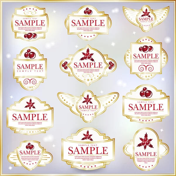 New Year Theme. Set of white ornate labels. — Stock Vector