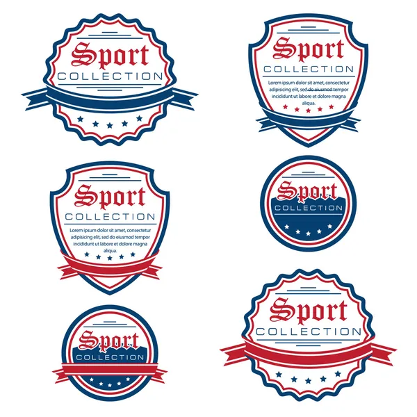 Vektor uppsättning färgade sport emblem. Vektorgrafik