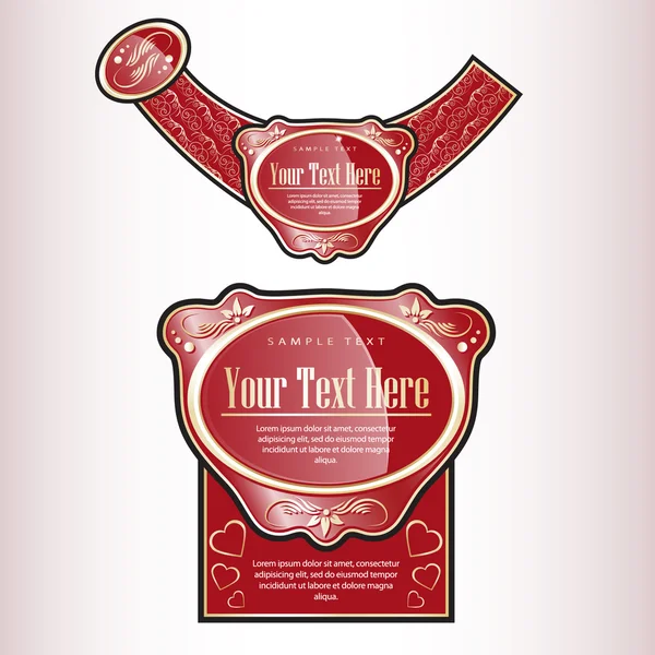 Т. Святого Валентина. багато прикрашений етикетки в червоний колір. Ліцензійні Стокові Вектори