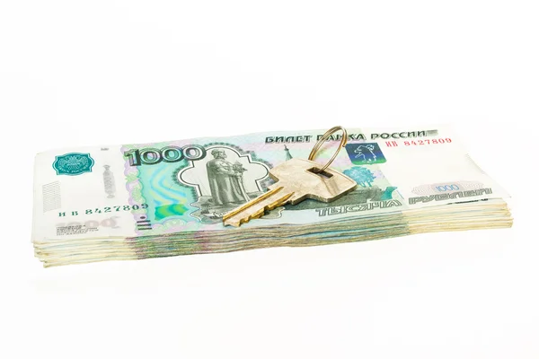 Key on ruble money — Stock Photo, Image