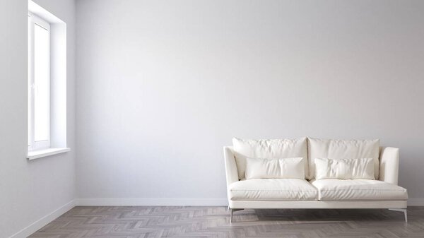 Modern sofa in the living room. 3D-render.