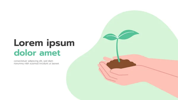 Hand Houden Van Een Boom Gelieve Helpen Planten Bomen Illustratie — Stockvector