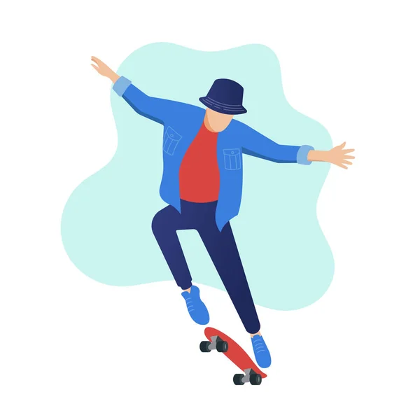 男子滑板 插画设计和孤立的背景 — 图库矢量图片