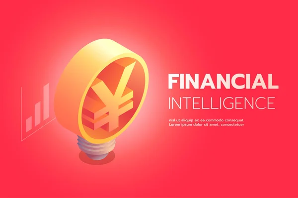 Finans Yönetimi Yaratıcı Fikirler, Finansal Yenilik Konsepti, Japonya Yen Para Isometric Vector Illustration.