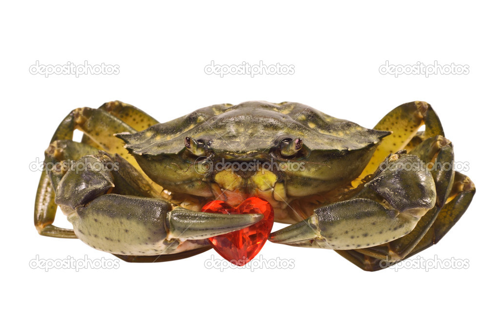 Crab and glass red heart