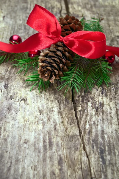 Red ribbon with tree branches — Stock Photo, Image