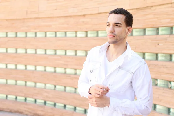 Portrait of young handsome man in white shirt — Stock Photo, Image