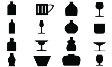 Beyaz arka plan ile şişe ve cam simgesi