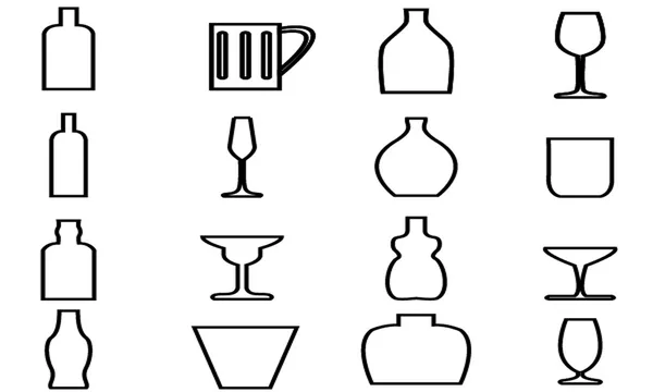 Ikona láhve a sklo s bílým pozadím — Stockový vektor