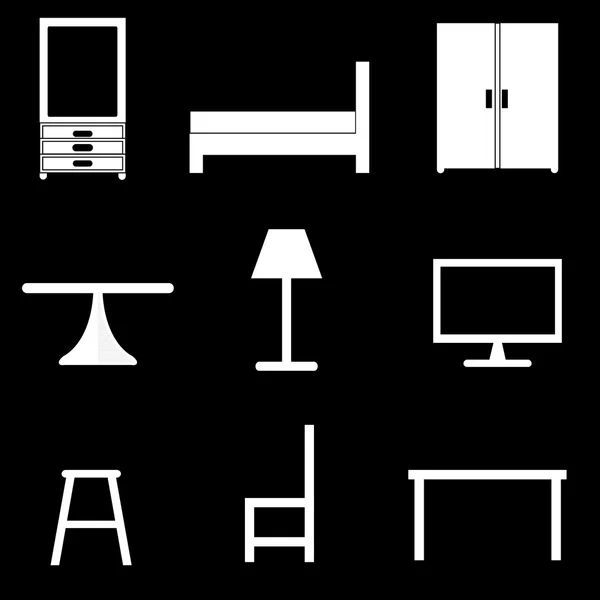 Ensemble d'icônes de meubles — Image vectorielle