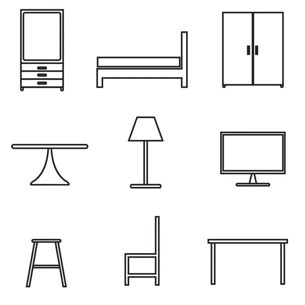 Conjunto de iconos de muebles — Vector de stock