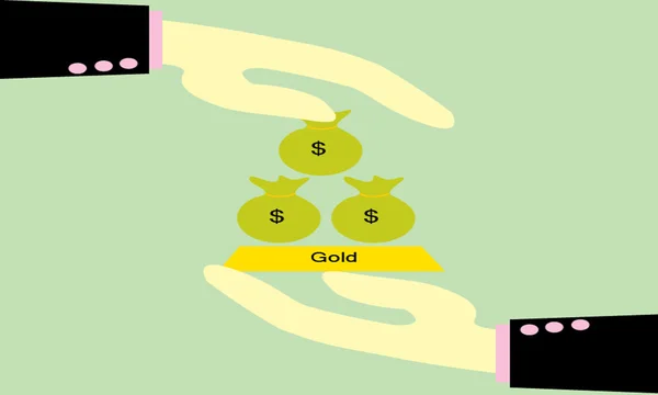 给钱袋子和黄金 — 图库矢量图片