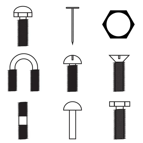 Conjunto de tornillos icono — Vector de stock