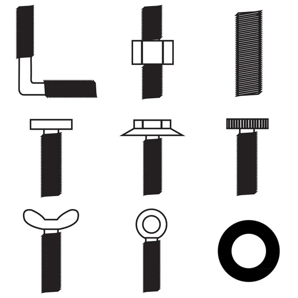 Conjunto de tornillos icono — Vector de stock