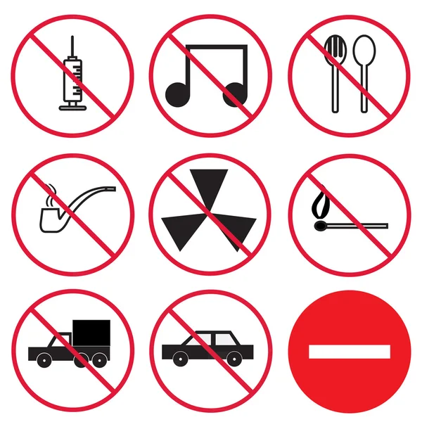 Prohibition signs, set — Stock Vector