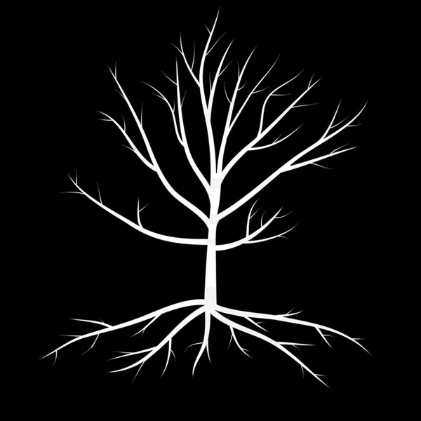Träd med döda grenar och rötter — Stock vektor