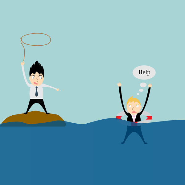 One person helping another.