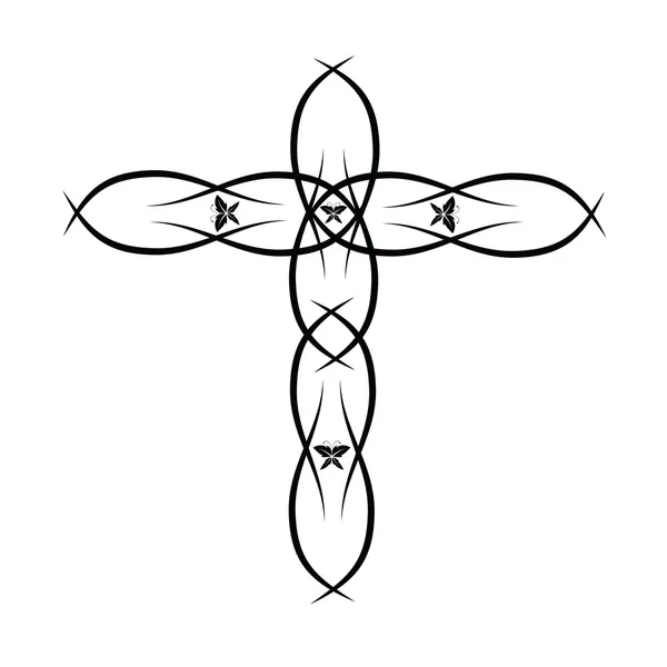 Украшенный вектор христианского креста — стоковый вектор