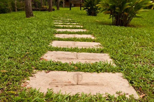 Promenade sur l'herbe verte dans le club de golf — Photo