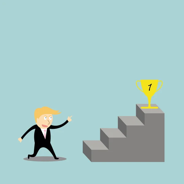 Başarı merdivenlerini tırmanırken işadamı — Stok Vektör