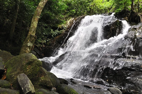 Små vattenfall i djupa skogen på thailand — Stockfoto