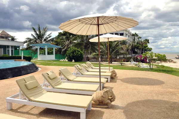 Beach chair on the beach at Thailand — Stock Photo, Image