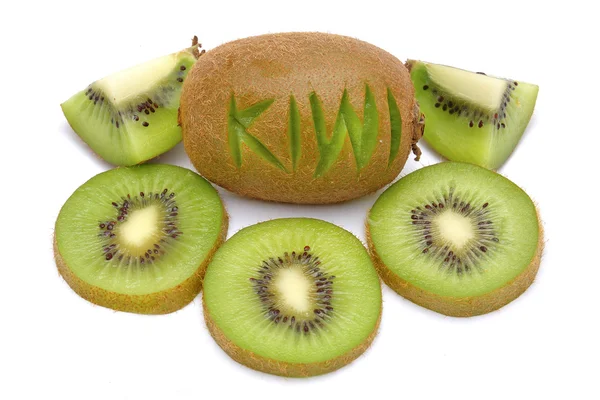 Kiwi fruits sur fond blanc — Photo