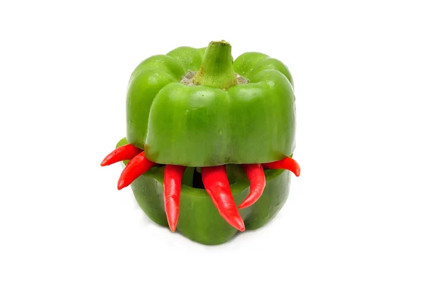 Half color slice paprika pepper on white background — Stock Photo, Image