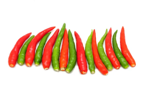 Thai chili på vit bakgrund — Stockfoto