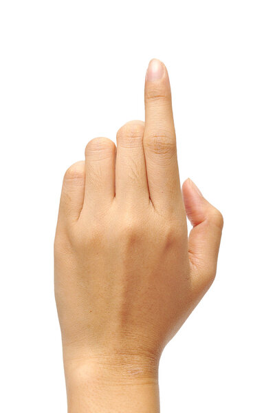 Рука указывает на белом фоне
