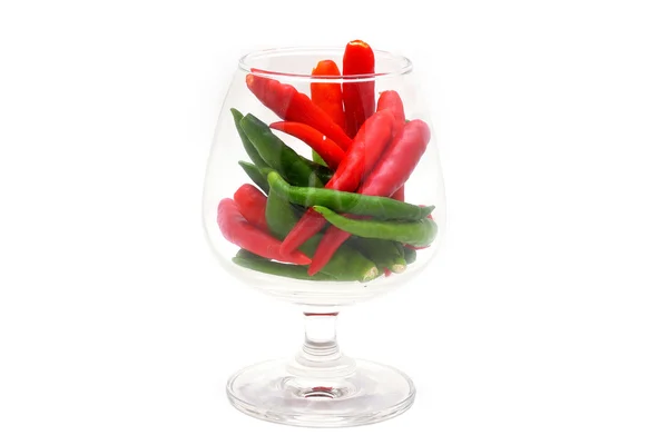 Hot chilli in glass on white background — Stock Photo, Image