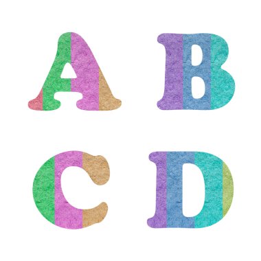 harf alfabe tarafından yeniden renkli kağıt