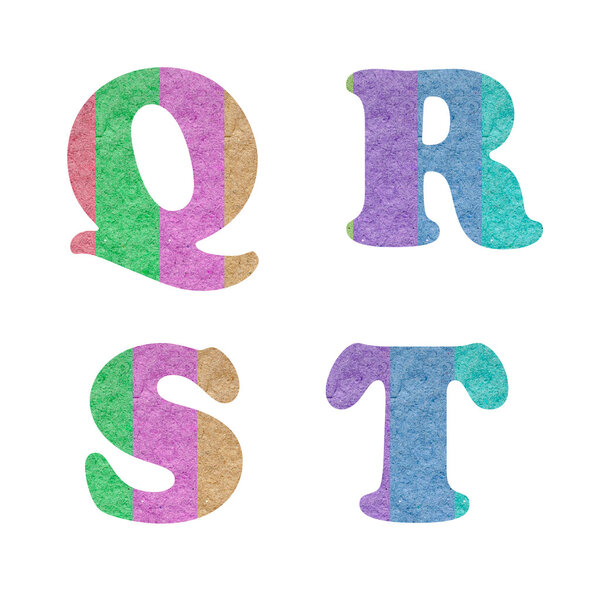 letter alphabet by colorful paper reused