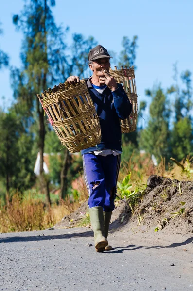 Ative fioriera indonesiana nel villaggio vicino al Monte Bromo — Foto Stock