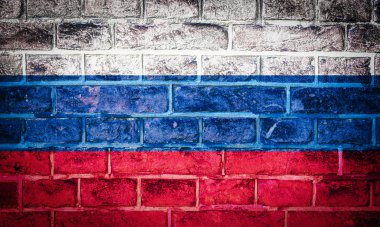 Kuzey Amerika bayrağı eski tuğla duvar dokusu üzerinde toplanması