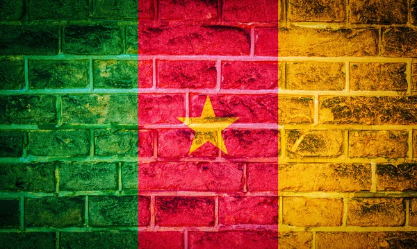 Collection of africa flag on old brick wall texture background — Stock Photo, Image