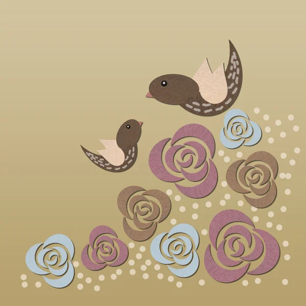 paper rose and bird background