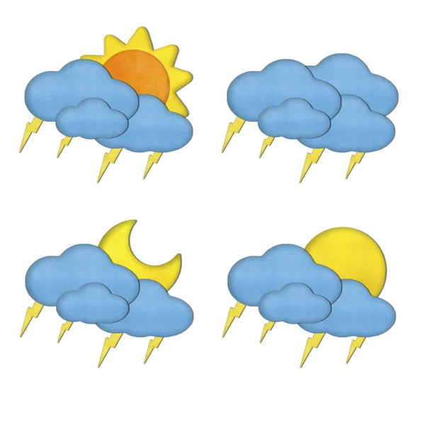 Collection of Weather plasticine craft stick on white background — Stock Photo, Image