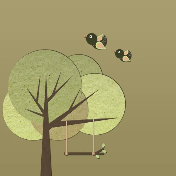 Papier vogels vliegen en boomuçan kağıt kuş ve ağaç — Stockfoto