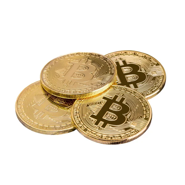Bitcoins Auf Weißem Hintergrund Konzeptdesign Für Die Technologie Der Kryptowährung — Stockfoto