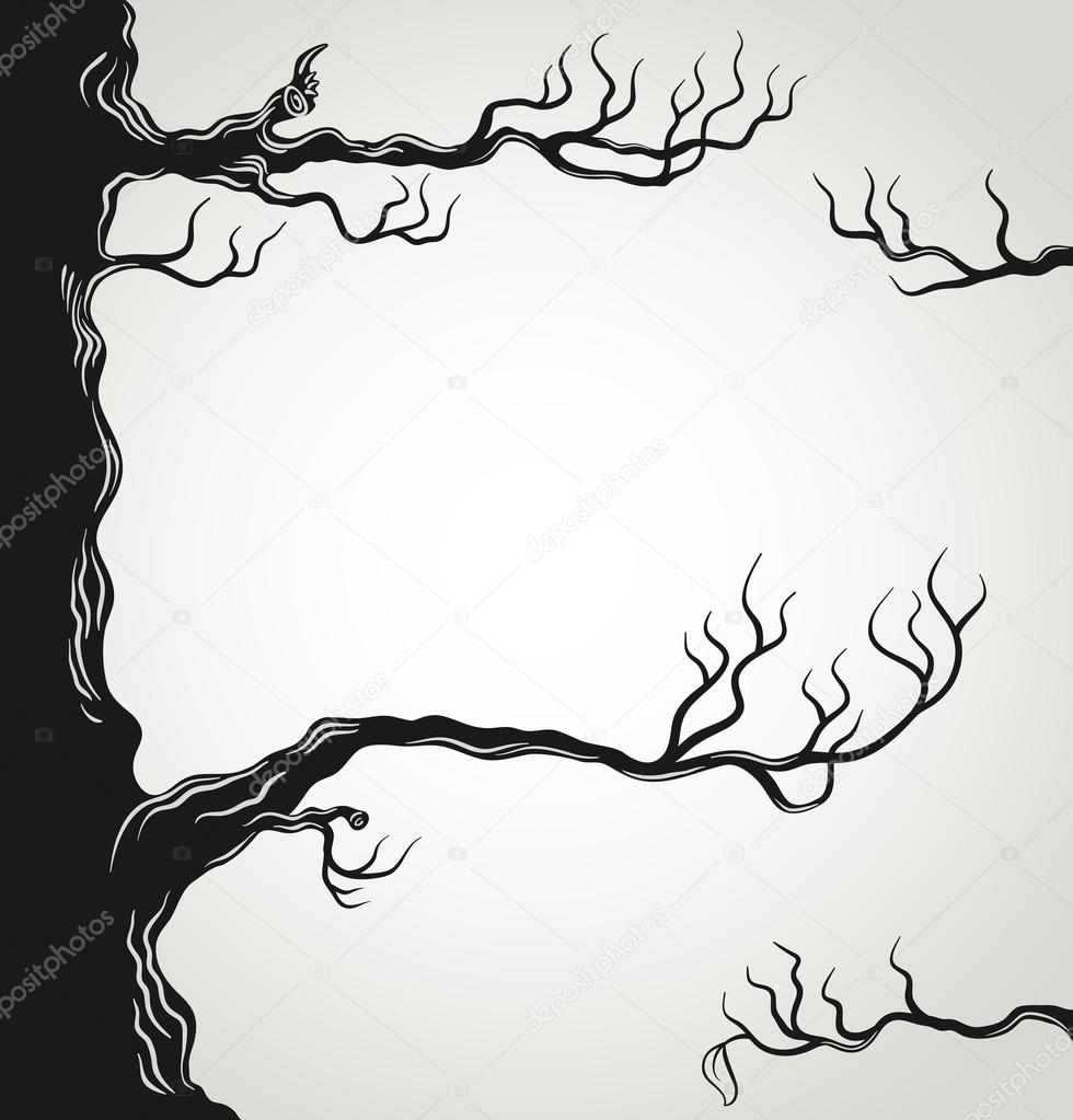 Black tree branches silhouette